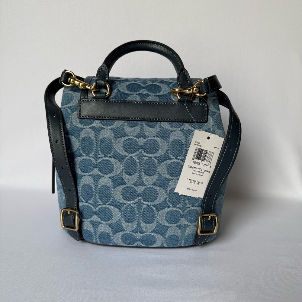 NWT Coach Hadley Backpack Signature blue Denim  /Gold hardware CDB95 - Picture 7 of 14